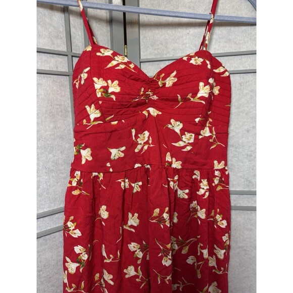Band of Gypsies Red Floral Mini Dress Size S | Corset Bodice, Pockets, Adjustabl - Picture 3 of 5